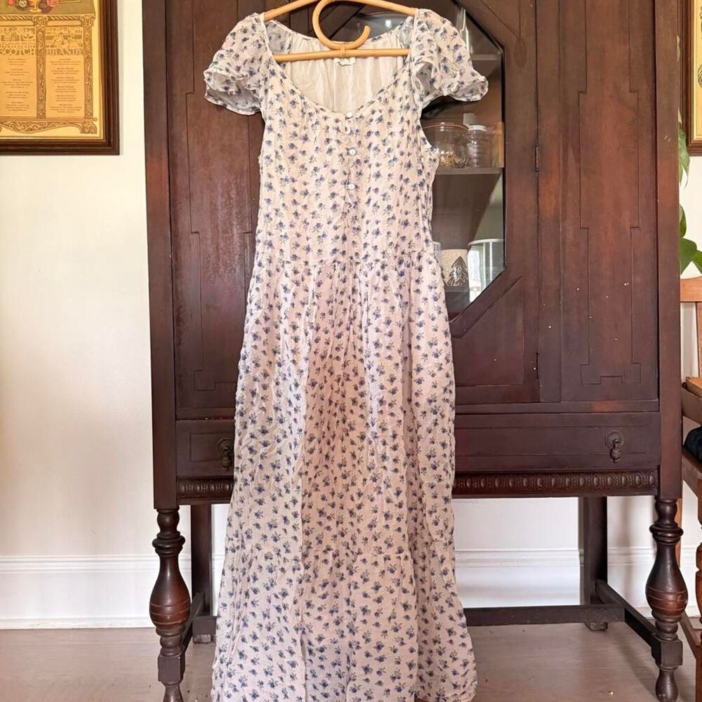 Roolee Blue Rose Floral Prairie Dress | Size L